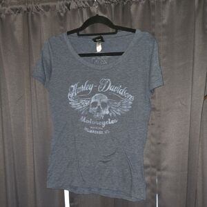Harley-Davidson Blue Skull Wings Tee